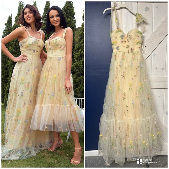 Floral Embroidered Prom Dress - Picture 3 of 11